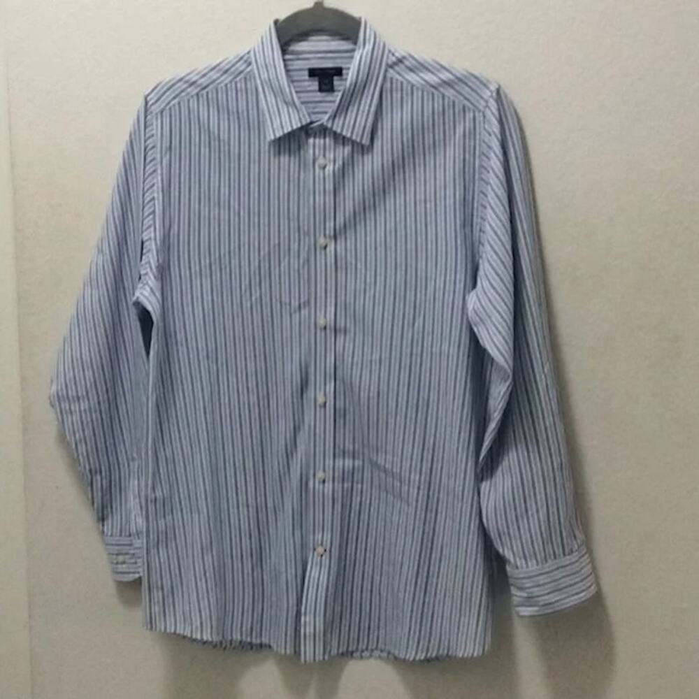 Tommy Hilfiger Boys Dress Shirt Fabric-55% Cotton/45% Poly Colors- Blue/White.